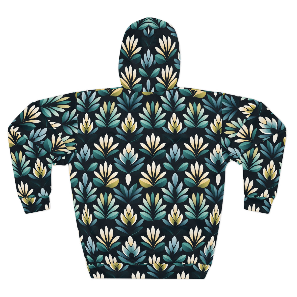 Blue and Yellow Floral Unisex Pullover Hoodie (AOP)