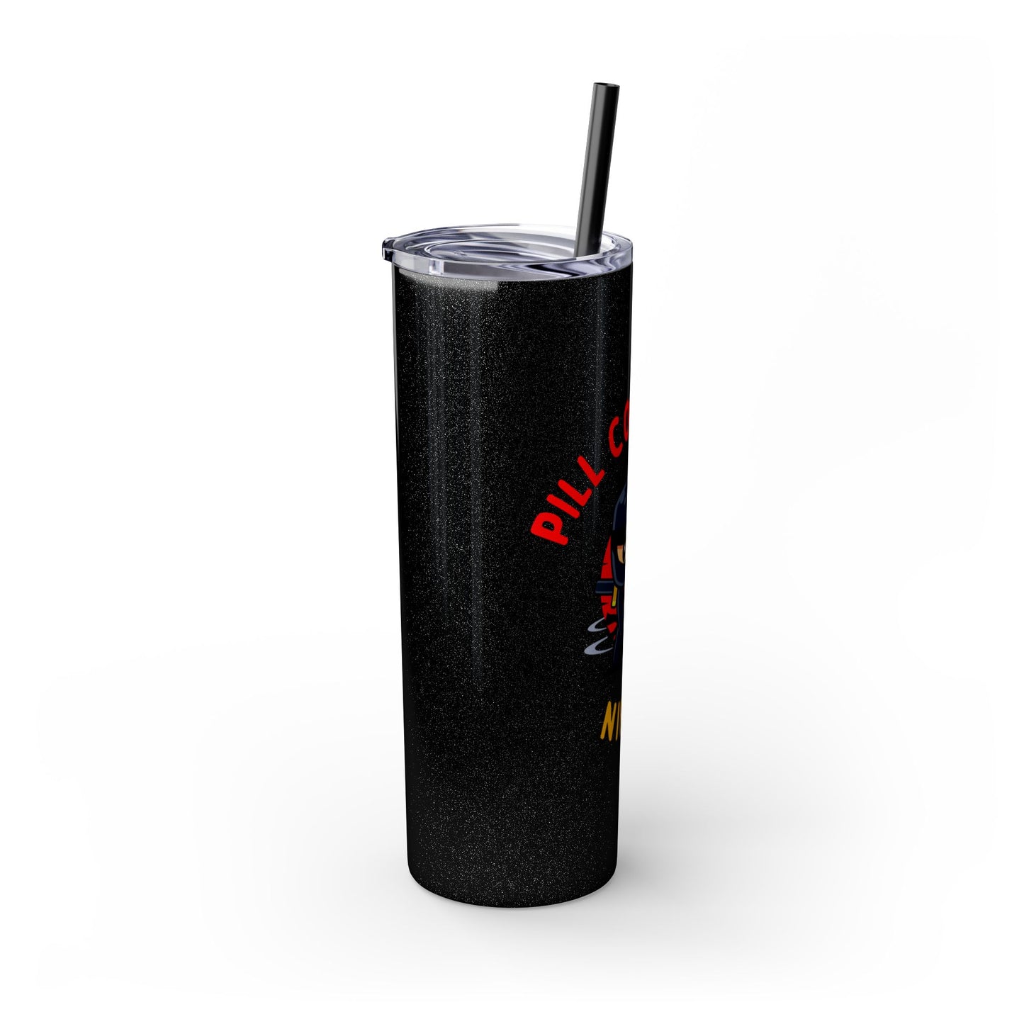 Pill Counting Ninja Skinny Tumbler with Straw, 20oz