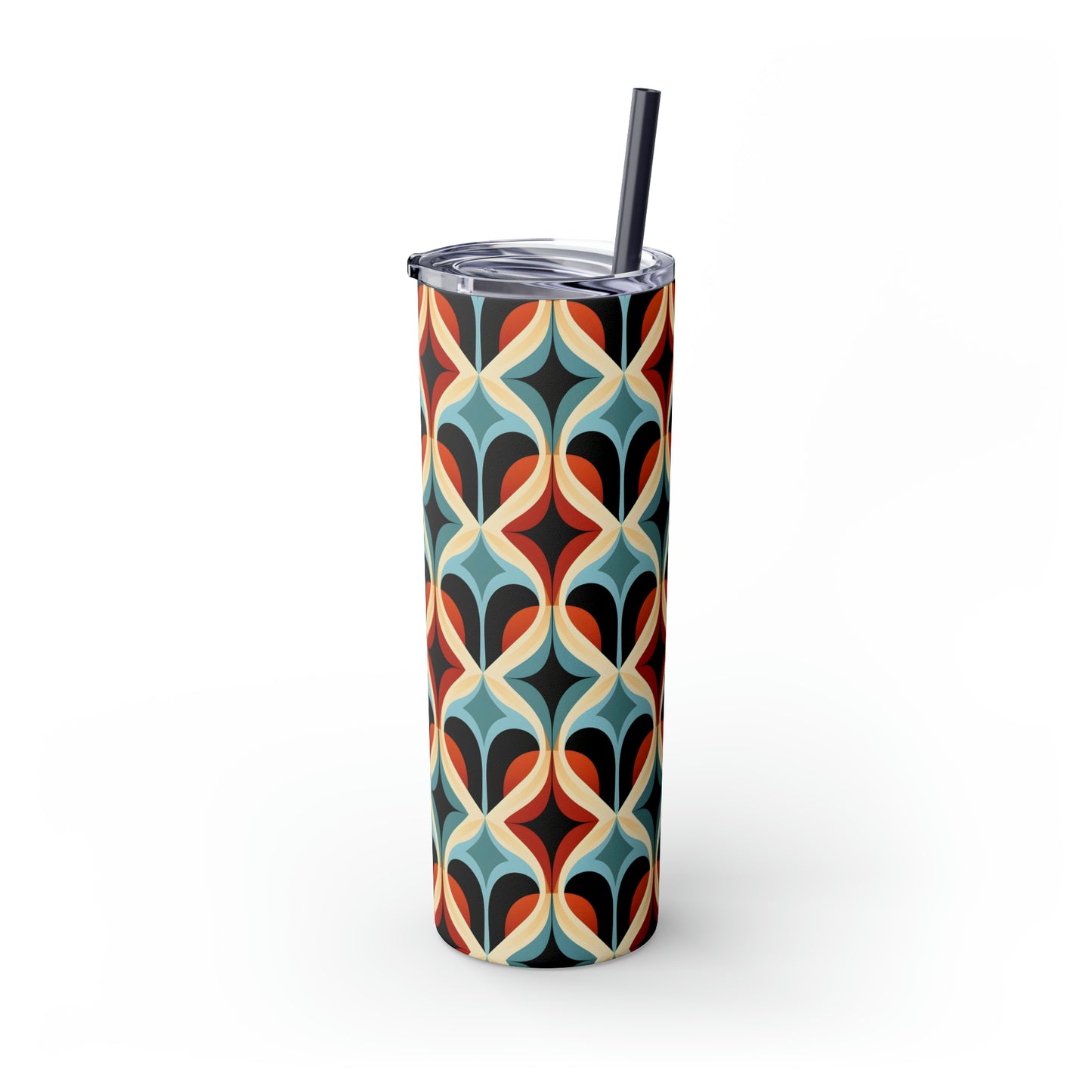 Colorful Mosaic Pattern Skinny Tumbler with Straw, 20oz