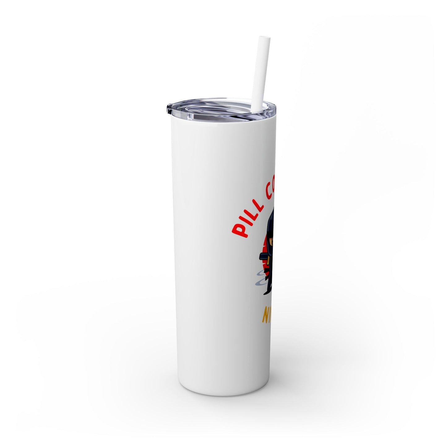 Pill Counting Ninja Skinny Tumbler with Straw, 20oz