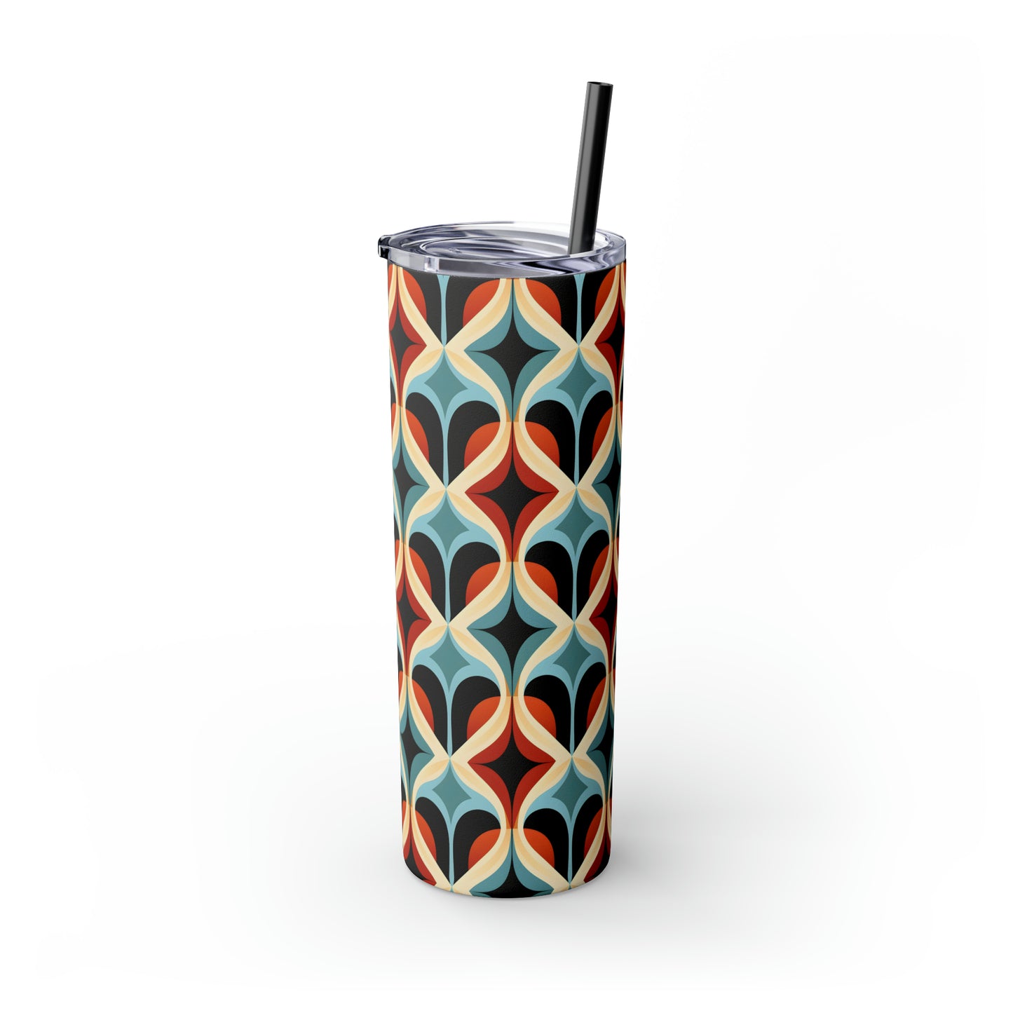 Colorful Mosaic Pattern Skinny Tumbler with Straw, 20oz