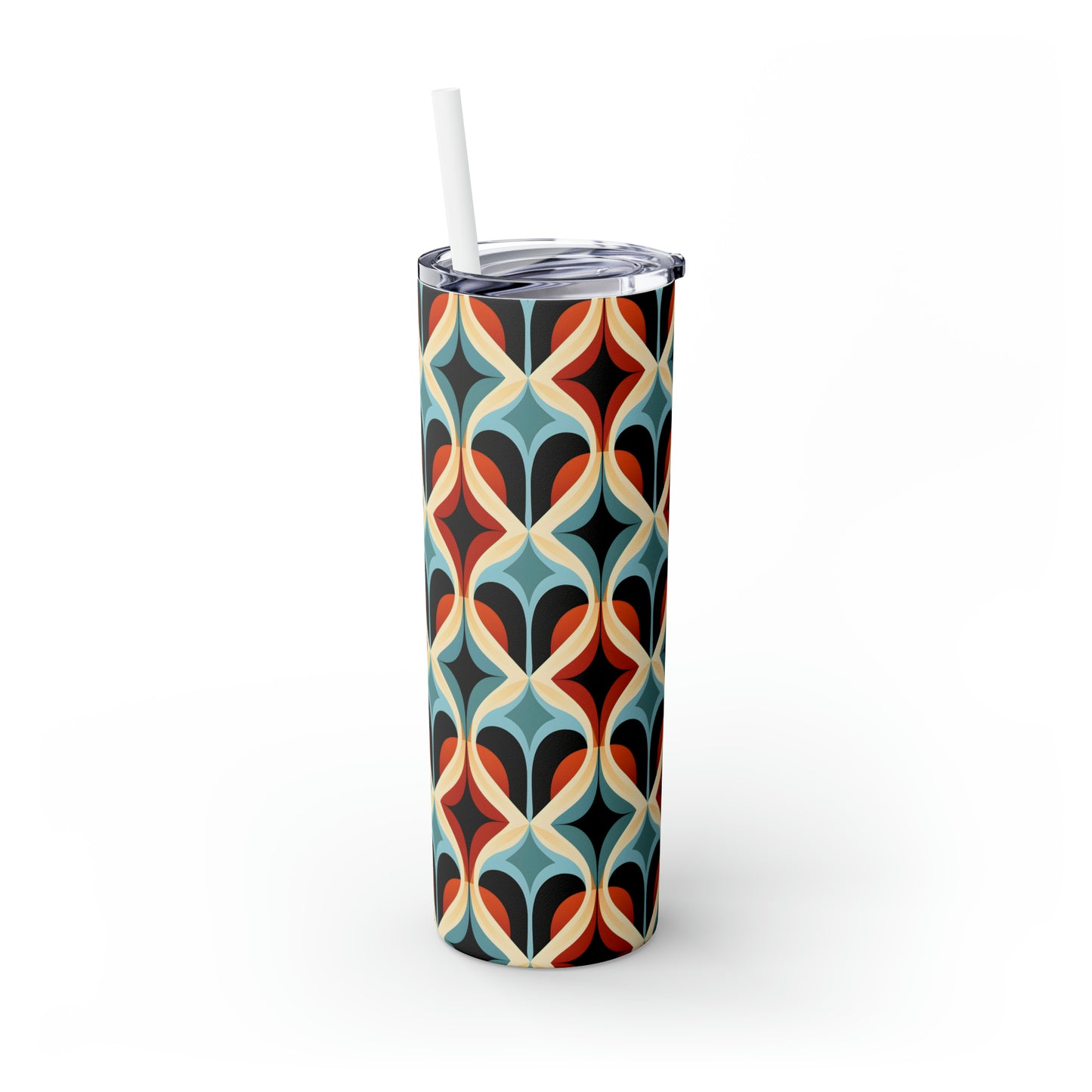 Colorful Mosaic Pattern Skinny Tumbler with Straw, 20oz