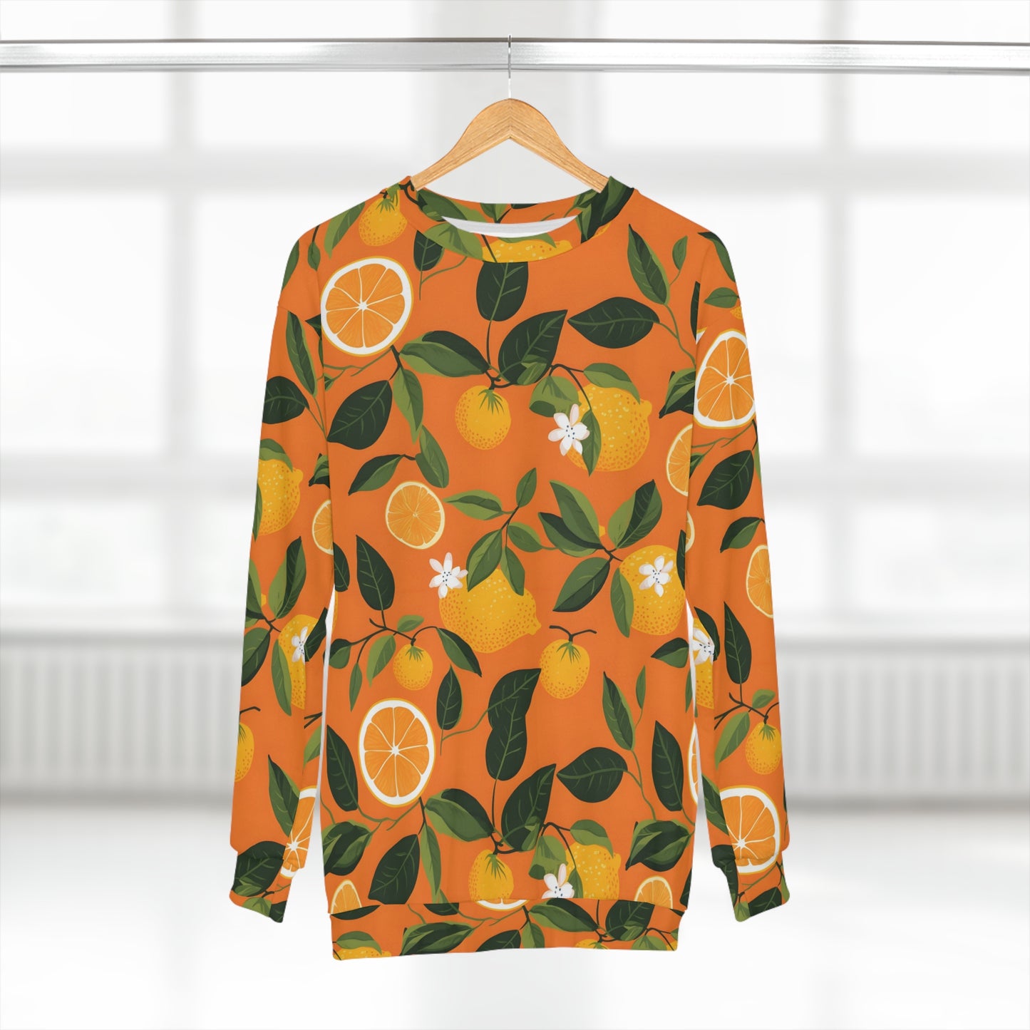 Orange Print Unisex Sweatshirt (AOP)