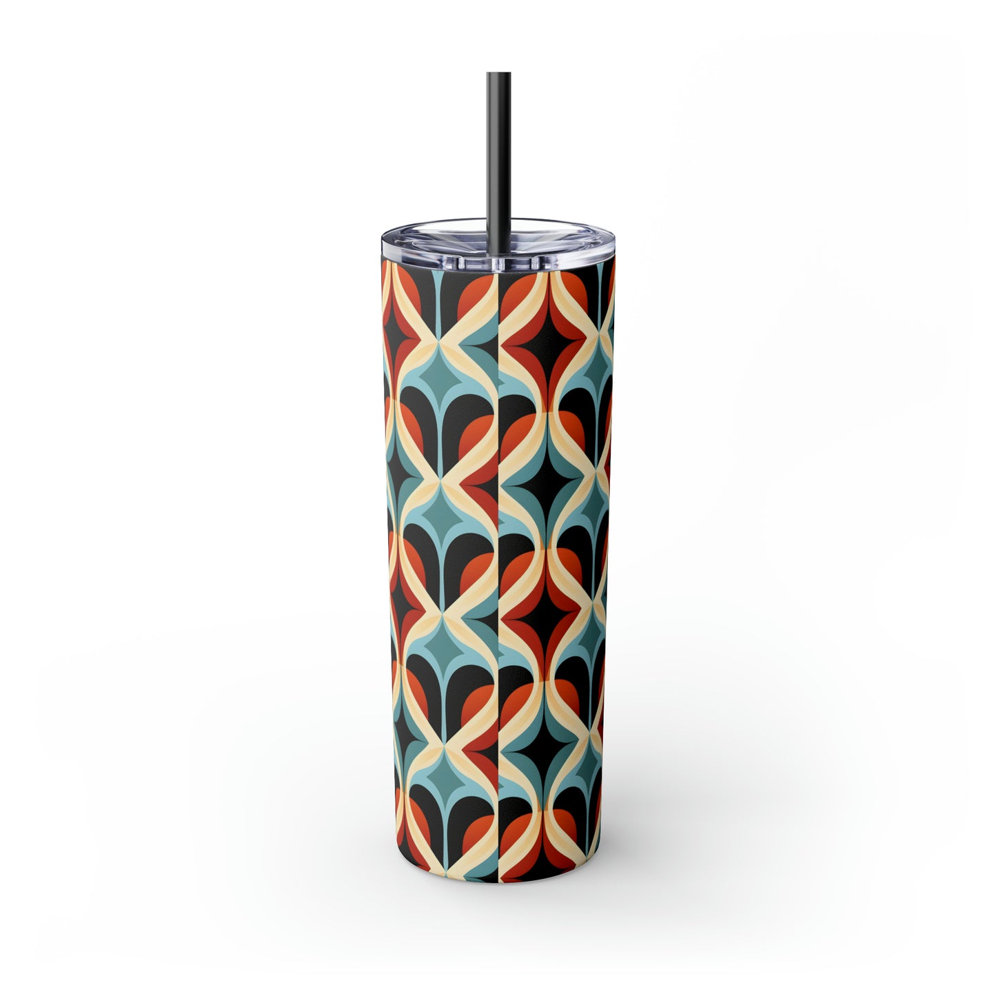Colorful Mosaic Pattern Skinny Tumbler with Straw, 20oz
