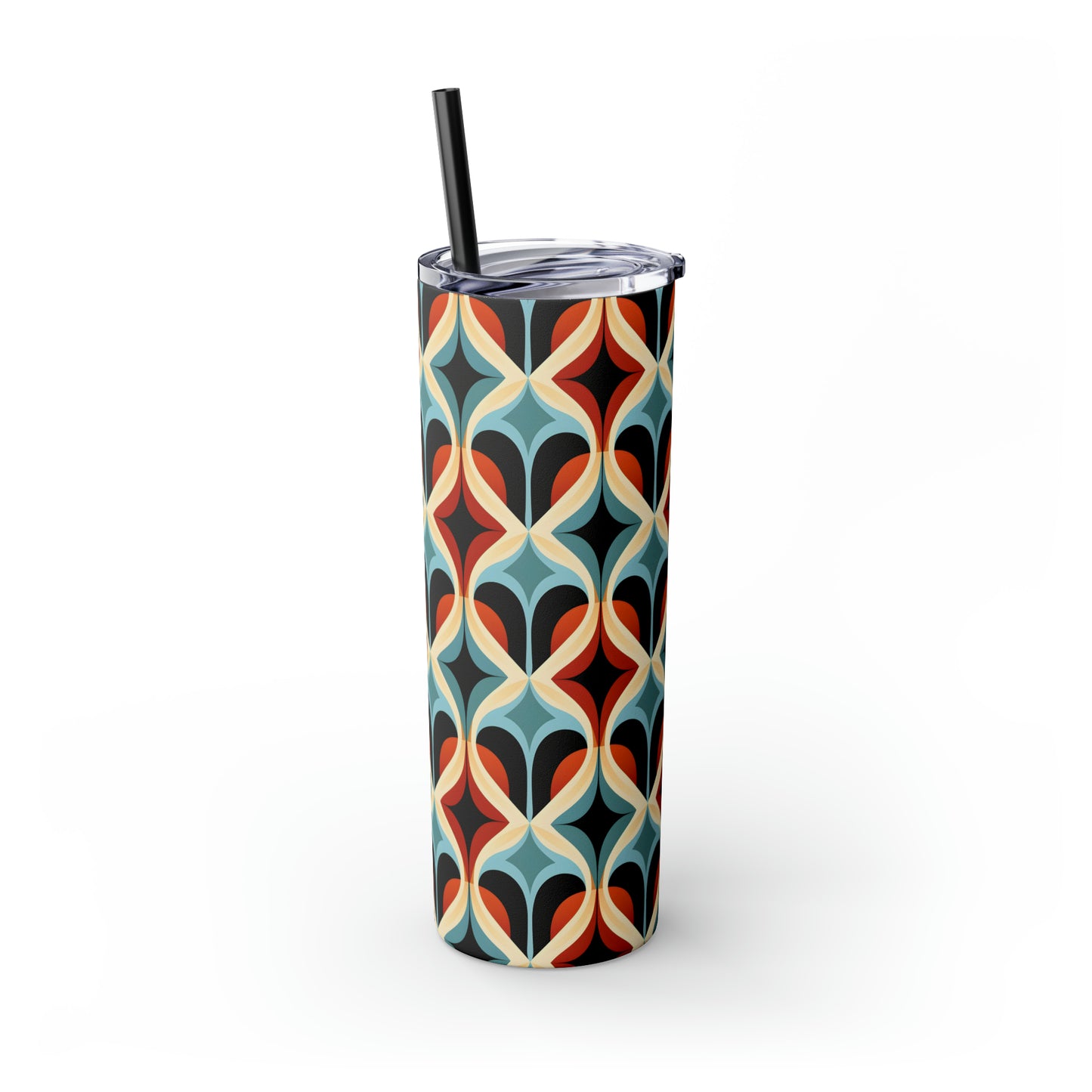 Colorful Mosaic Pattern Skinny Tumbler with Straw, 20oz