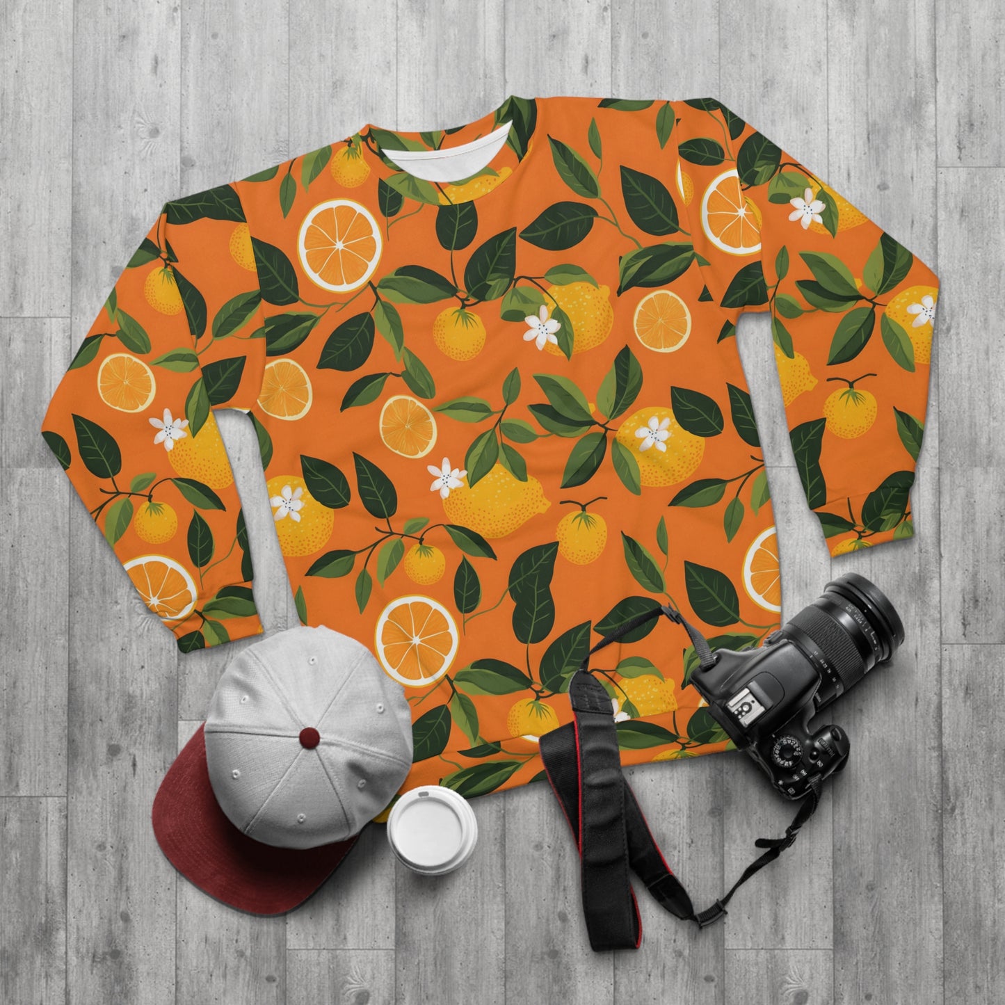 Orange Print Unisex Sweatshirt (AOP)