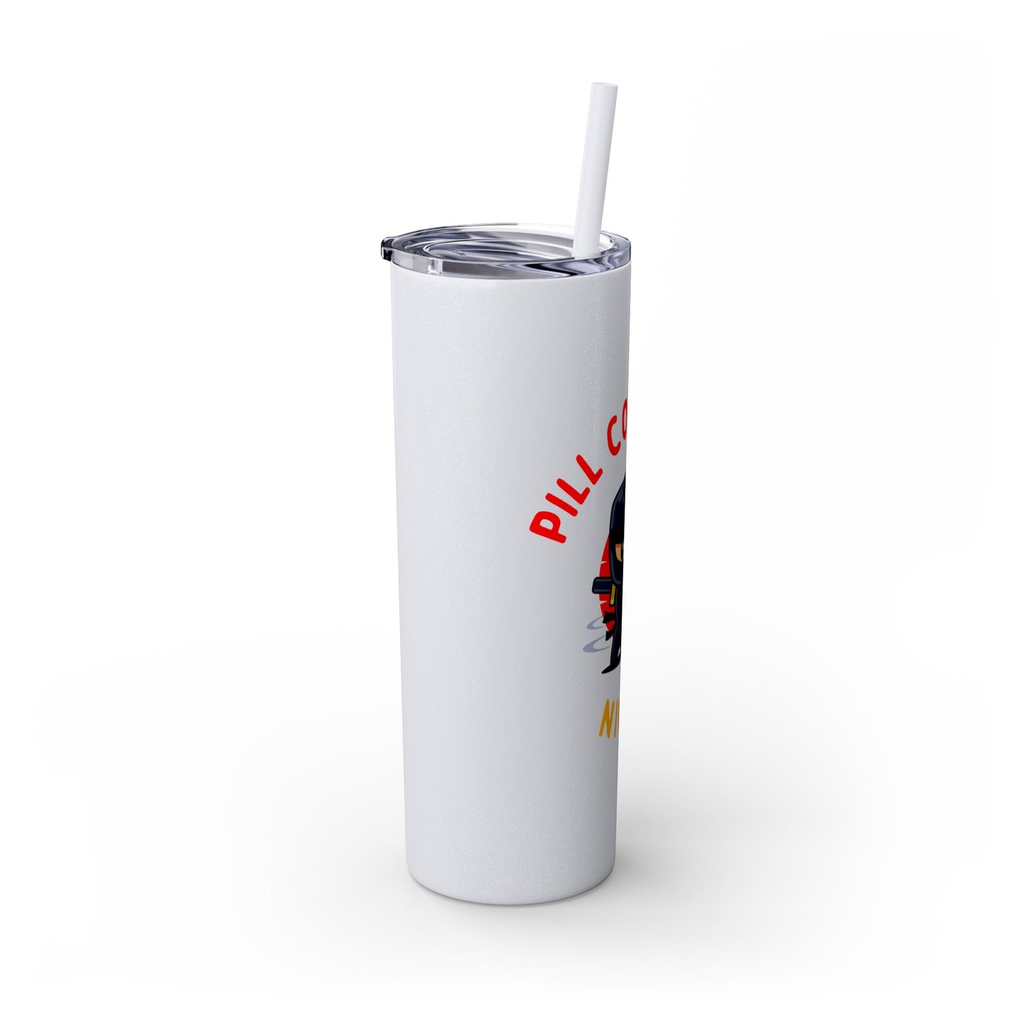 Pill Counting Ninja Skinny Tumbler with Straw, 20oz