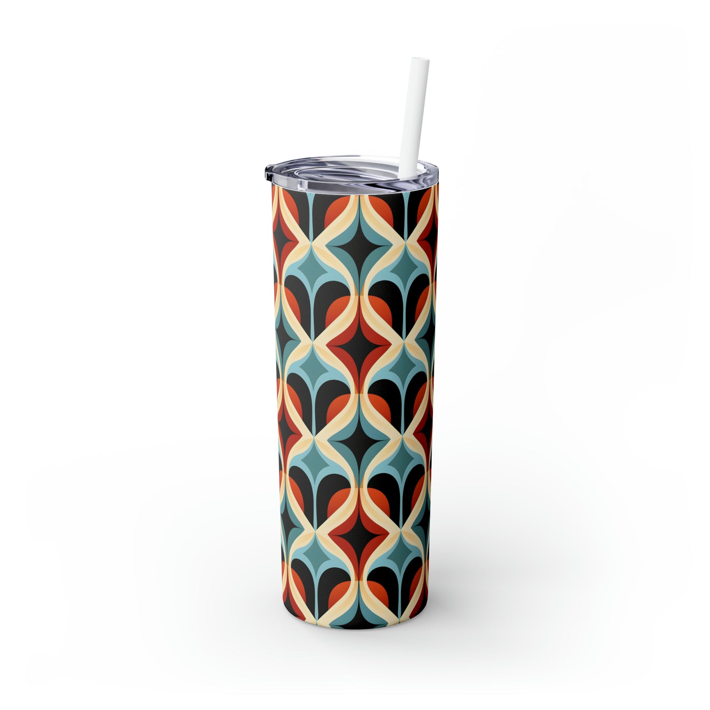 Colorful Mosaic Pattern Skinny Tumbler with Straw, 20oz