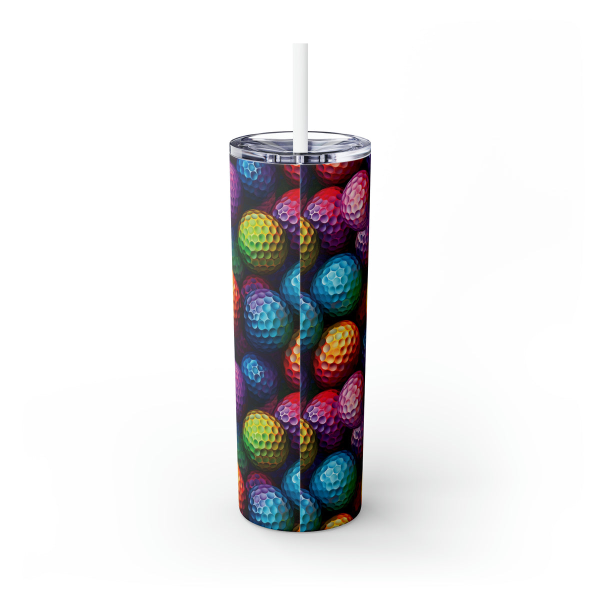 Psychedelic Golf Ball Skinny Tumbler with Straw, 20oz