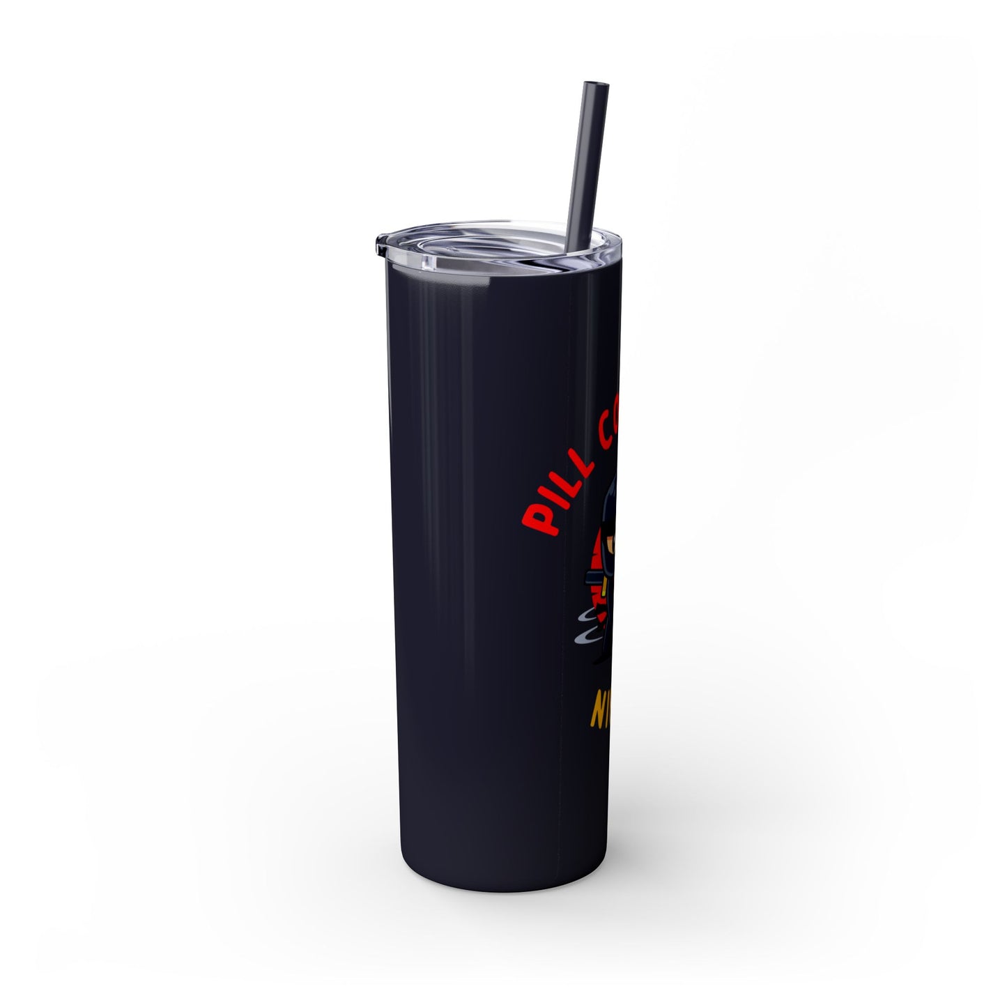 Pill Counting Ninja Skinny Tumbler with Straw, 20oz