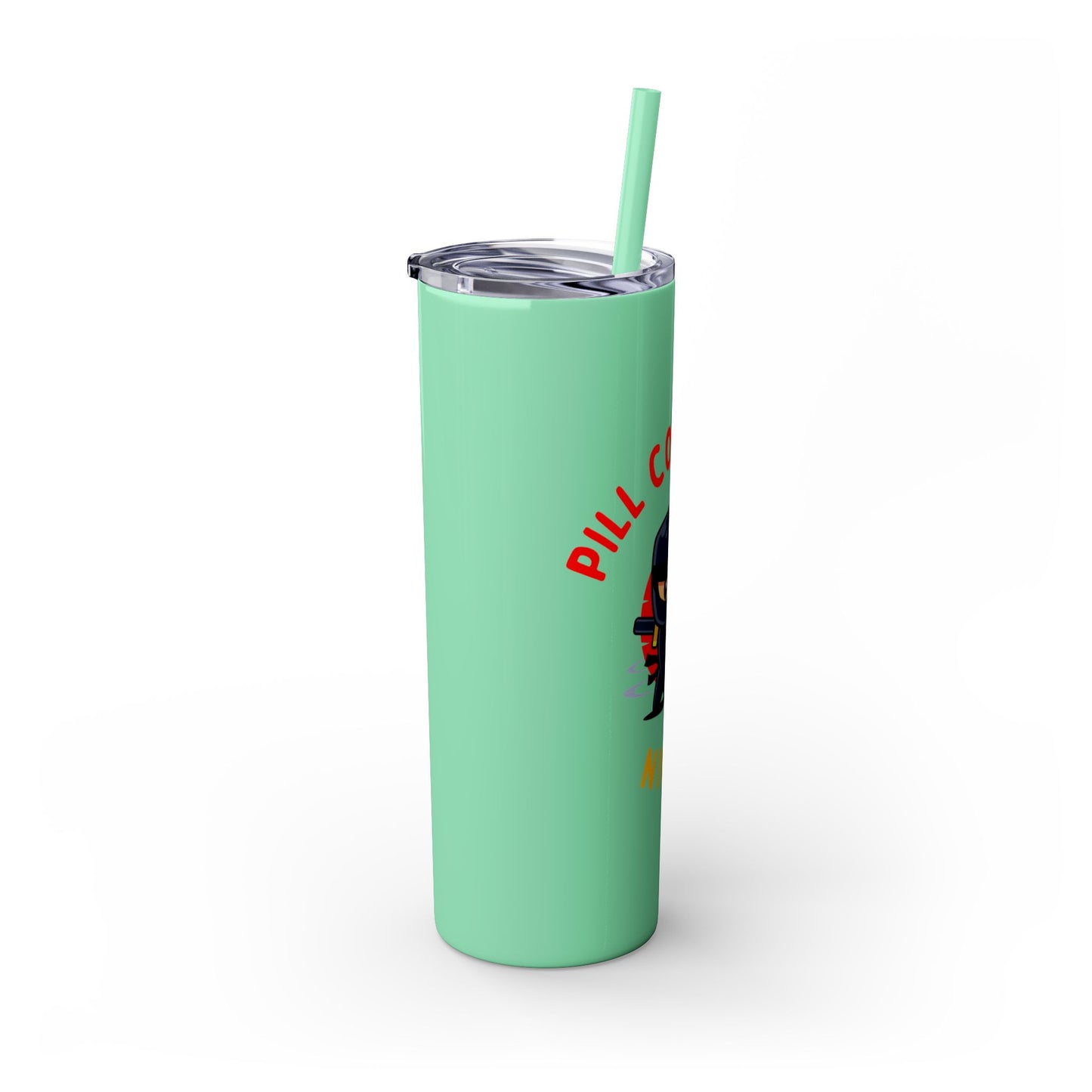 Pill Counting Ninja Skinny Tumbler with Straw, 20oz