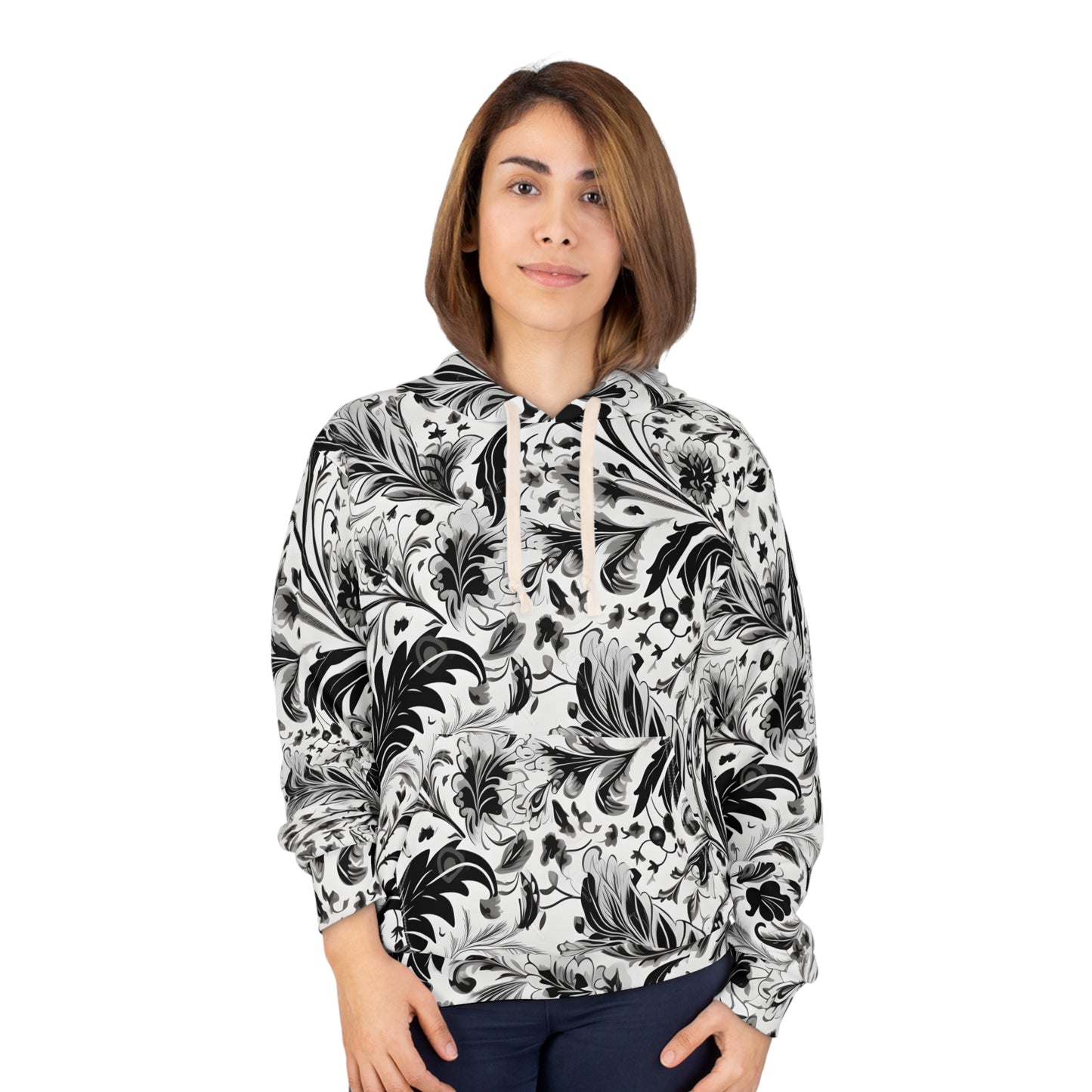 B&W Paisley Unisex Pullover Hoodie (AOP)