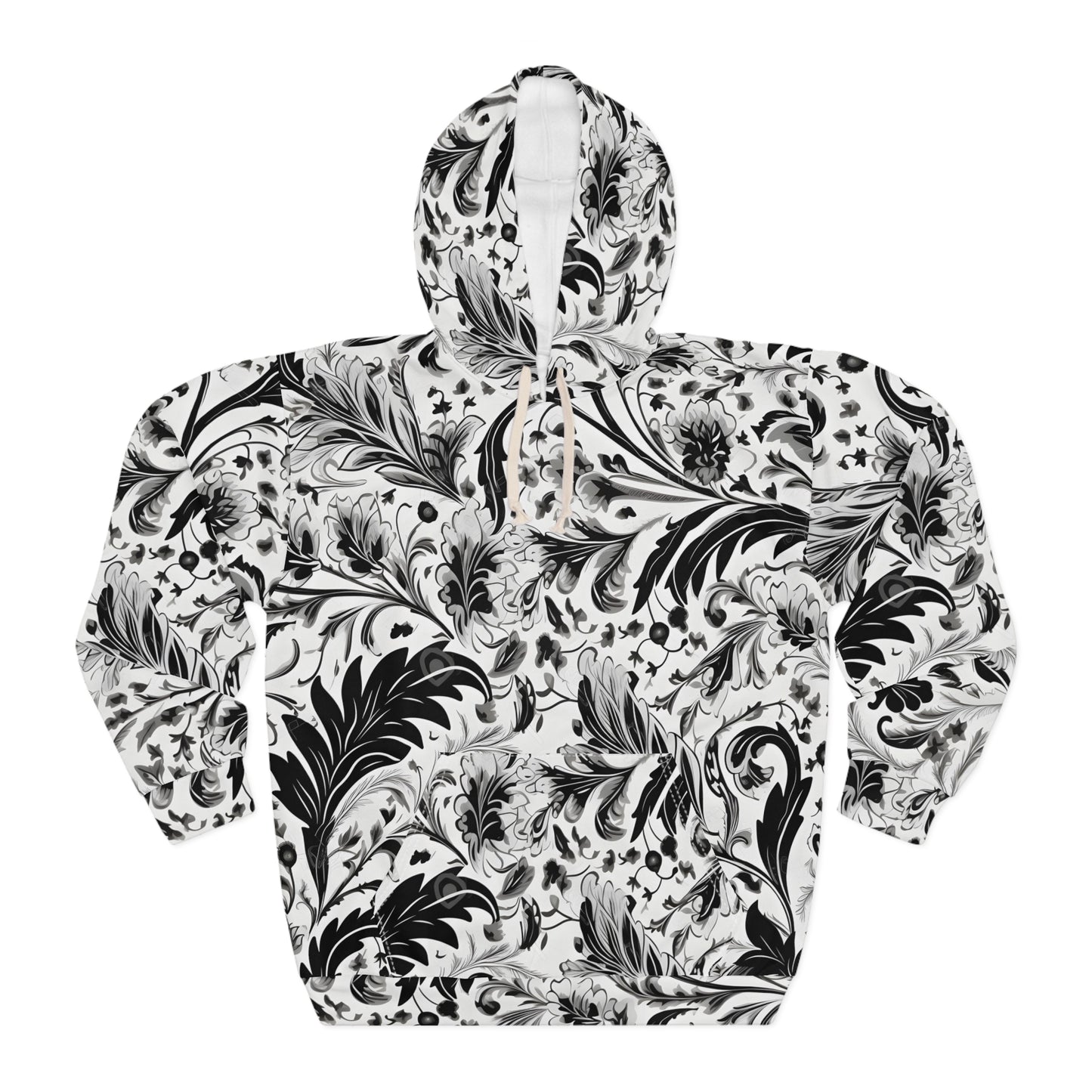 B&W Paisley Unisex Pullover Hoodie (AOP)