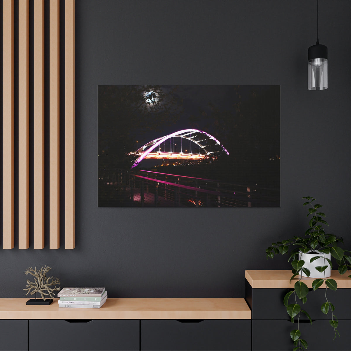Korean Veterans Bridge Nashville, TN.  Lit in Purple  Canvas Gallery Wraps