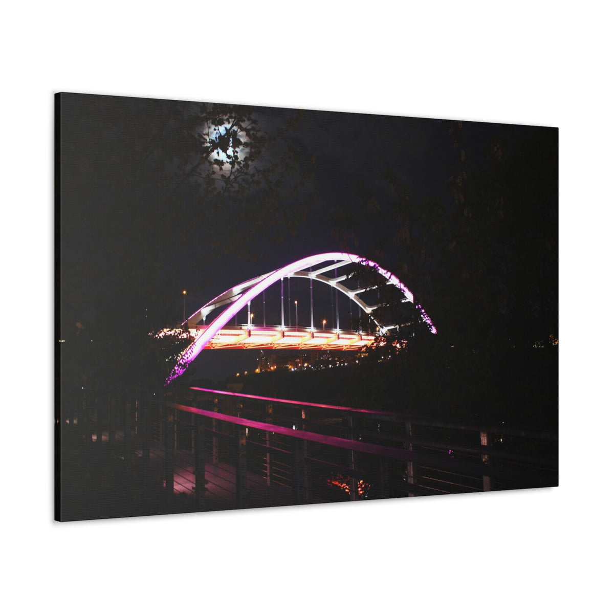 Korean Veterans Bridge Nashville, TN.  Lit in Purple  Canvas Gallery Wraps