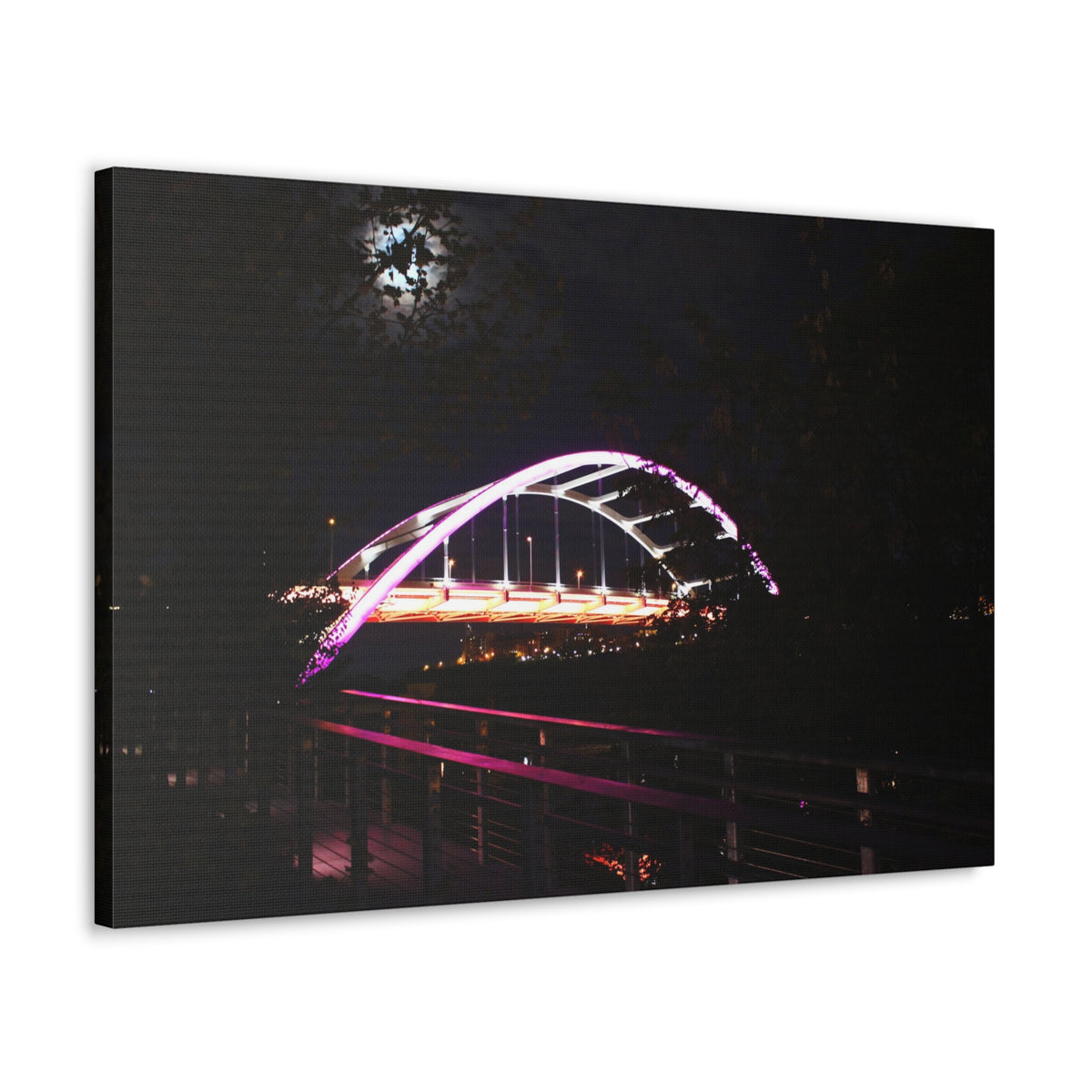Korean Veterans Bridge Nashville, TN.  Lit in Purple  Canvas Gallery Wraps