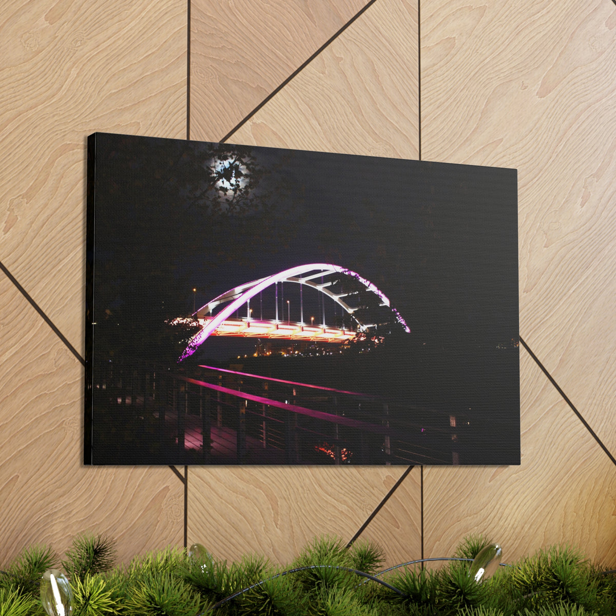 Korean Veterans Bridge Nashville, TN.  Lit in Purple  Canvas Gallery Wraps