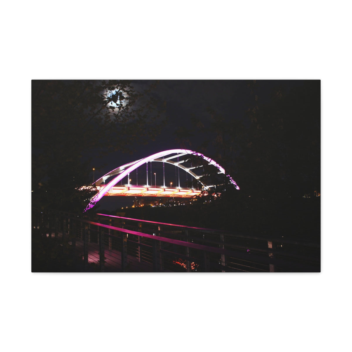 Korean Veterans Bridge Nashville, TN.  Lit in Purple  Canvas Gallery Wraps