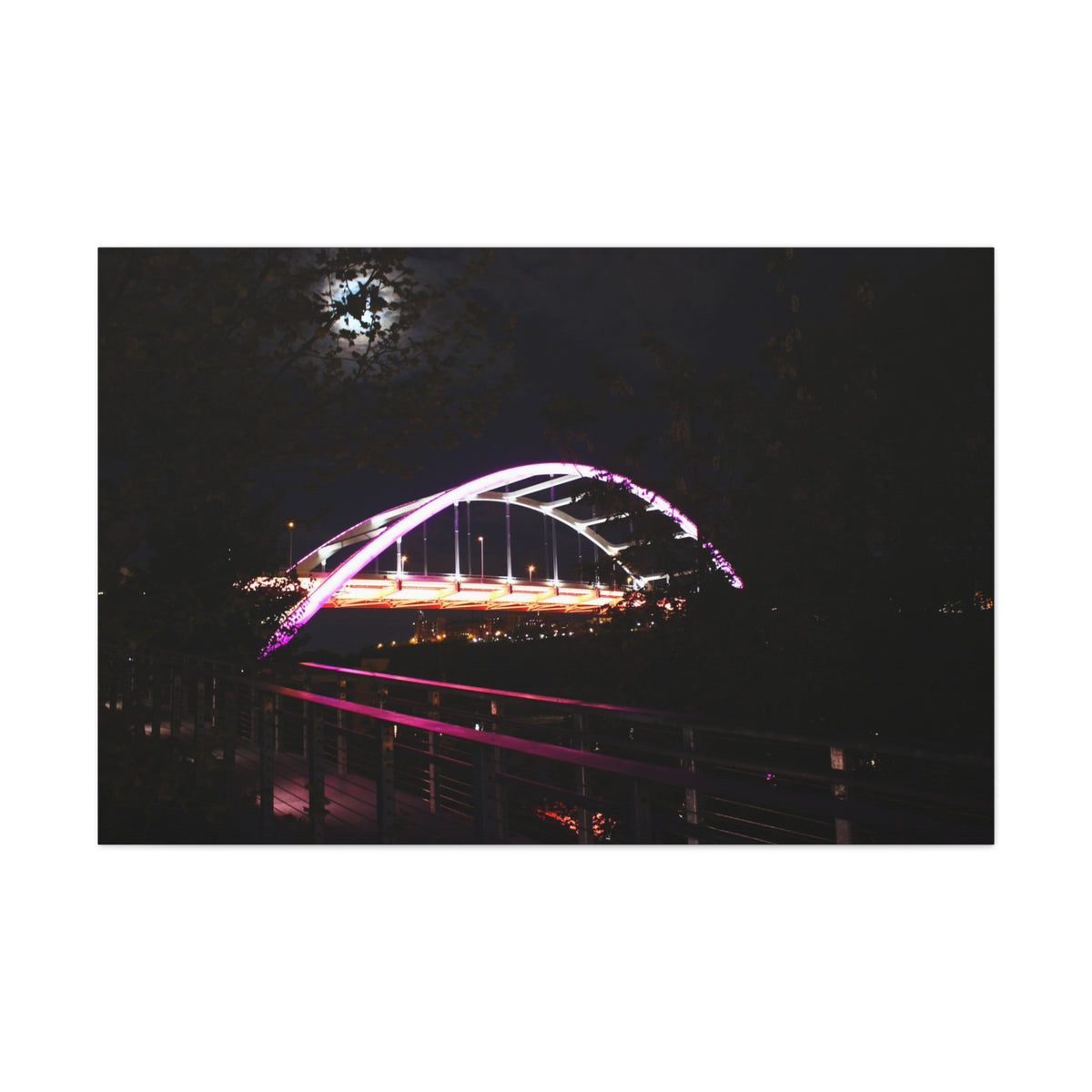 Korean Veterans Bridge Nashville, TN.  Lit in Purple  Canvas Gallery Wraps